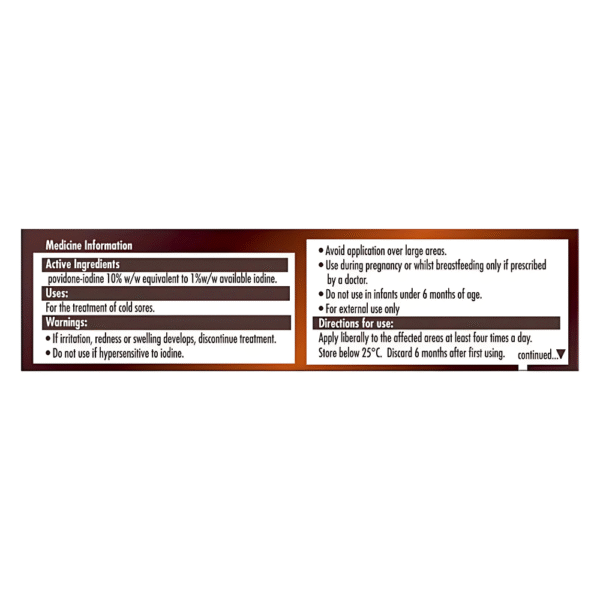 Betadine Cold Sore Ointment Cream 7.5g - Image 2