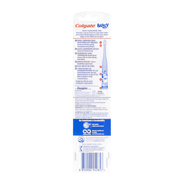 Colgate Kids Toothbrush Battery Sonic Bluey Extra Soft For 3+ Years each - Image 2
