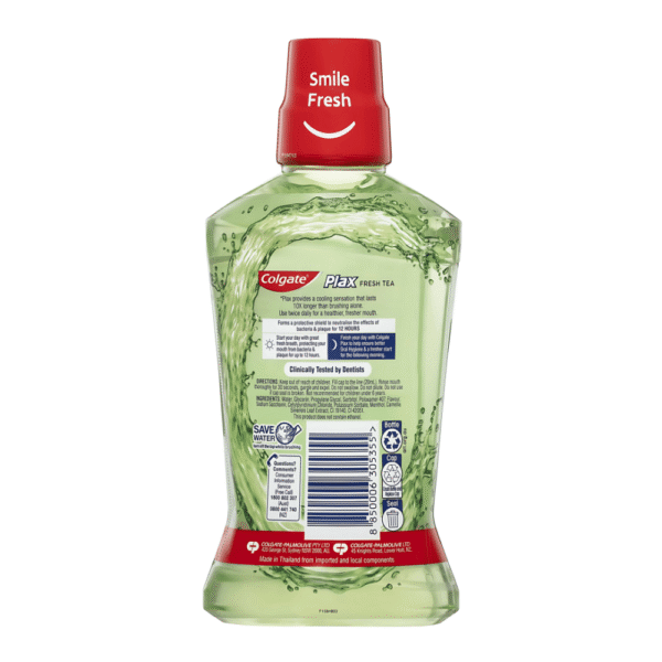 Colgate Mouthwash Fresh Tea Alcohol Free - Plax 500ml - Image 2