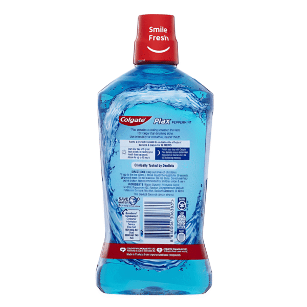 Colgate Mouthwash Peppermint Alcohol Free - Plax 1L - Image 2