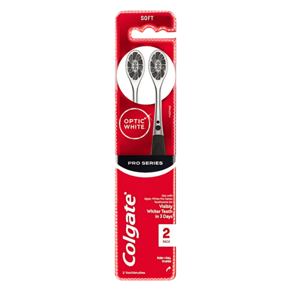 Colgate Optic White Charcoal Toothbrush Soft 2 pack