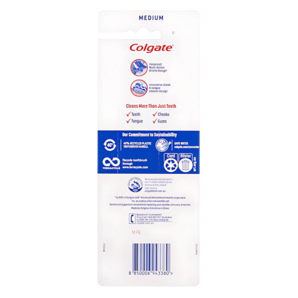 Colgate Toothbrush 360 Advanced Medium 4 pack - Image 2