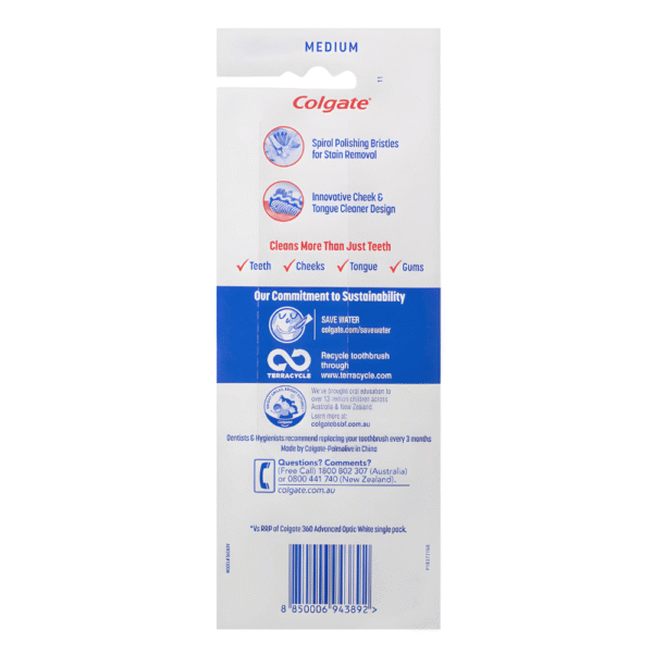 Colgate Toothbrush 360 Advanced Optic White 4 pack - Image 2