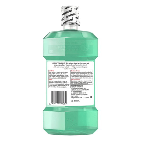 Listerine Freshburst Zero Alcohol Antibacterial Mouthwash 1L - Image 2