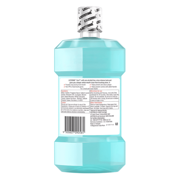 Listerine Zero Alcohol Antibacterial Mouthwash 1L - Image 2
