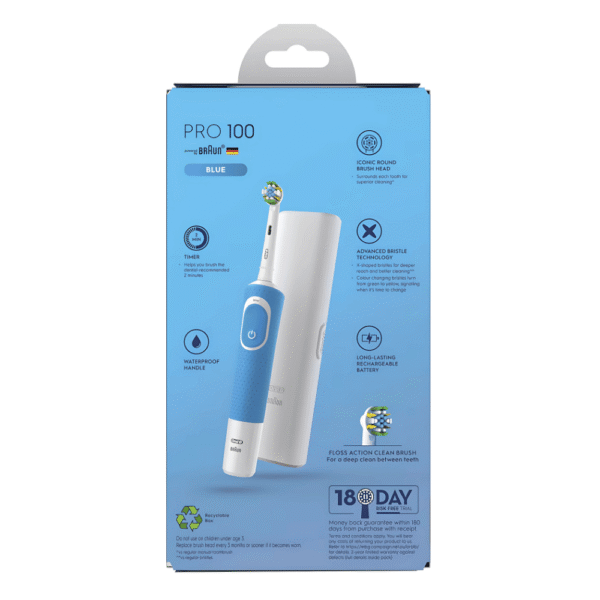 Oral-B Pro 100 Floss Action Clean Blue Electric Toothbrush each - Image 2
