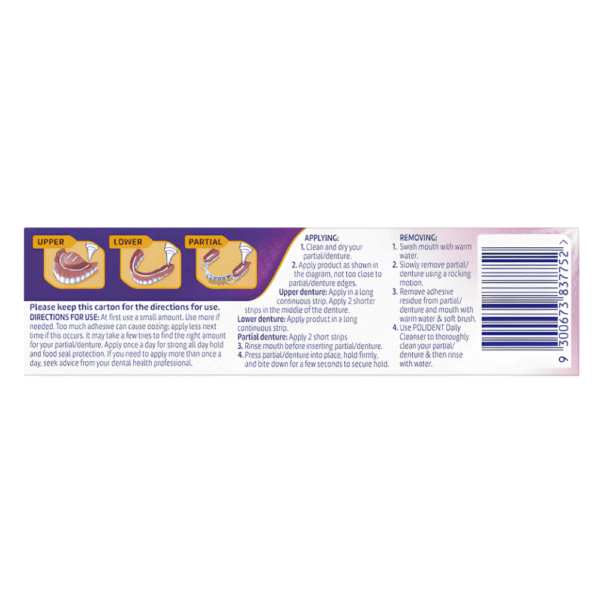 Polident Hold & Seal Adhesive Cream For dentures & partials 40g - Image 2