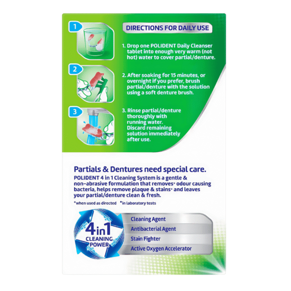 Polident Whitening Denture Cleaner For Dentures And Partials 66 pack - Image 2