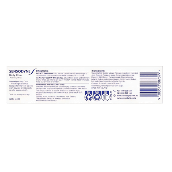 Sensodyne Daily Care & Whitening Toothpaste 100g - Image 2