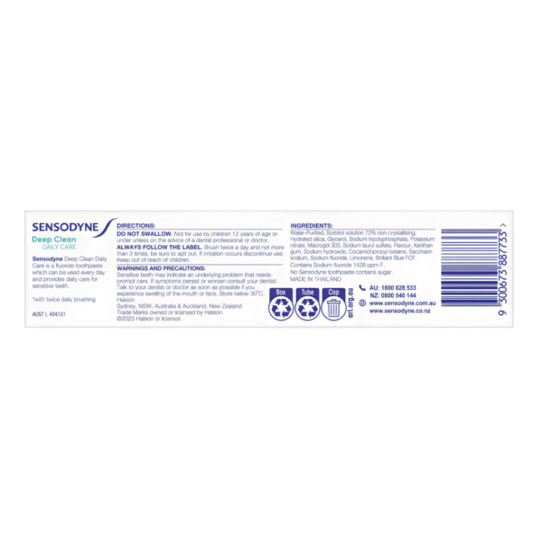 Sensodyne Deep Clean Toothpaste 100g - Image 2