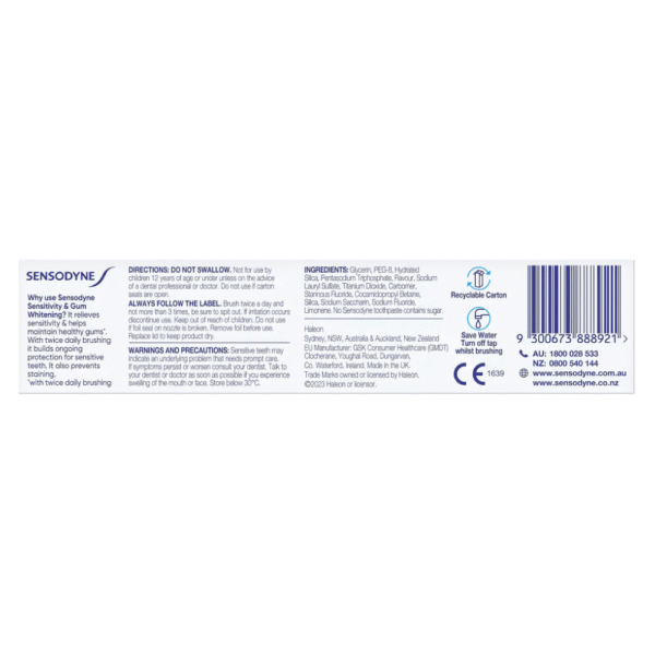 Sensodyne Sensitivity & Gum Whitening Toothpaste 100g - Image 2