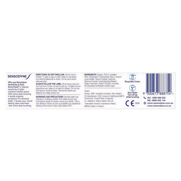 Sensodyne Sensitivty & Gum Toothpaste Extra Fresh 100g - Image 2