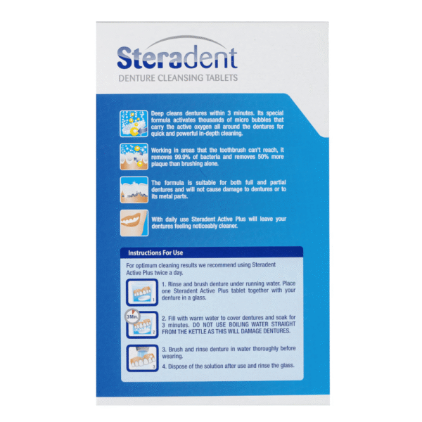 Steradent Denture Cleansing Tablets Active Plus 48 pack - Image 2