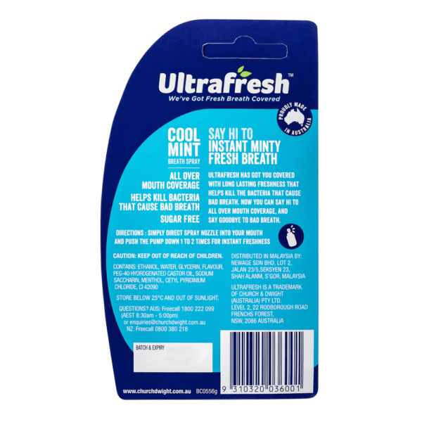 Ultrafresh Breath Fresheners Cool Mint Spray 12mL - Image 2