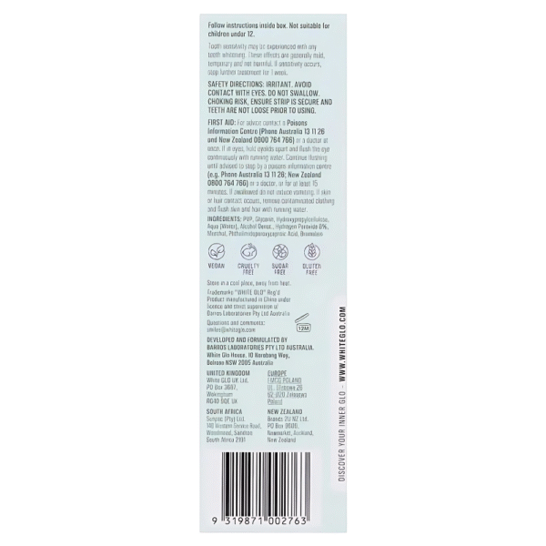 White Glo Advanced Whitening Strips 20 Pack - Image 3