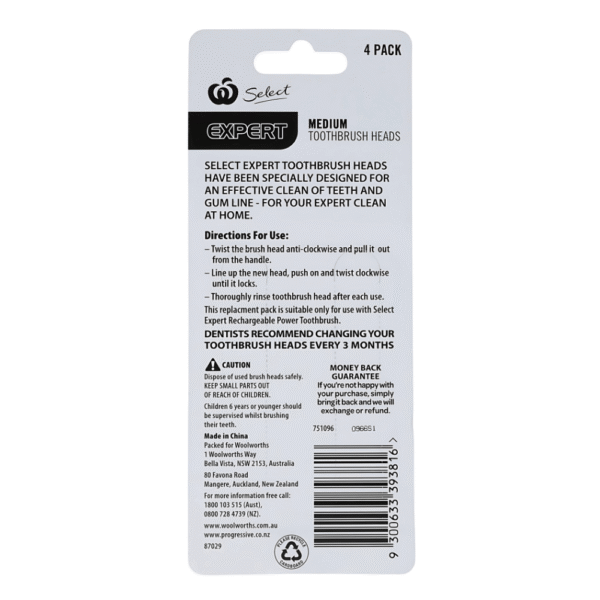 Woolworths Select Toothbrush Electric Replacement Heads 4 pack - Image 2