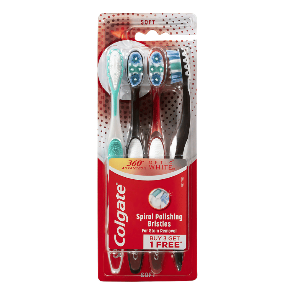 colgate-toothbrush-360-advanced-optic-white-soft-1.png Colgate Toothbrush 360 Advanced Optic White Soft 4 pack - Image 1