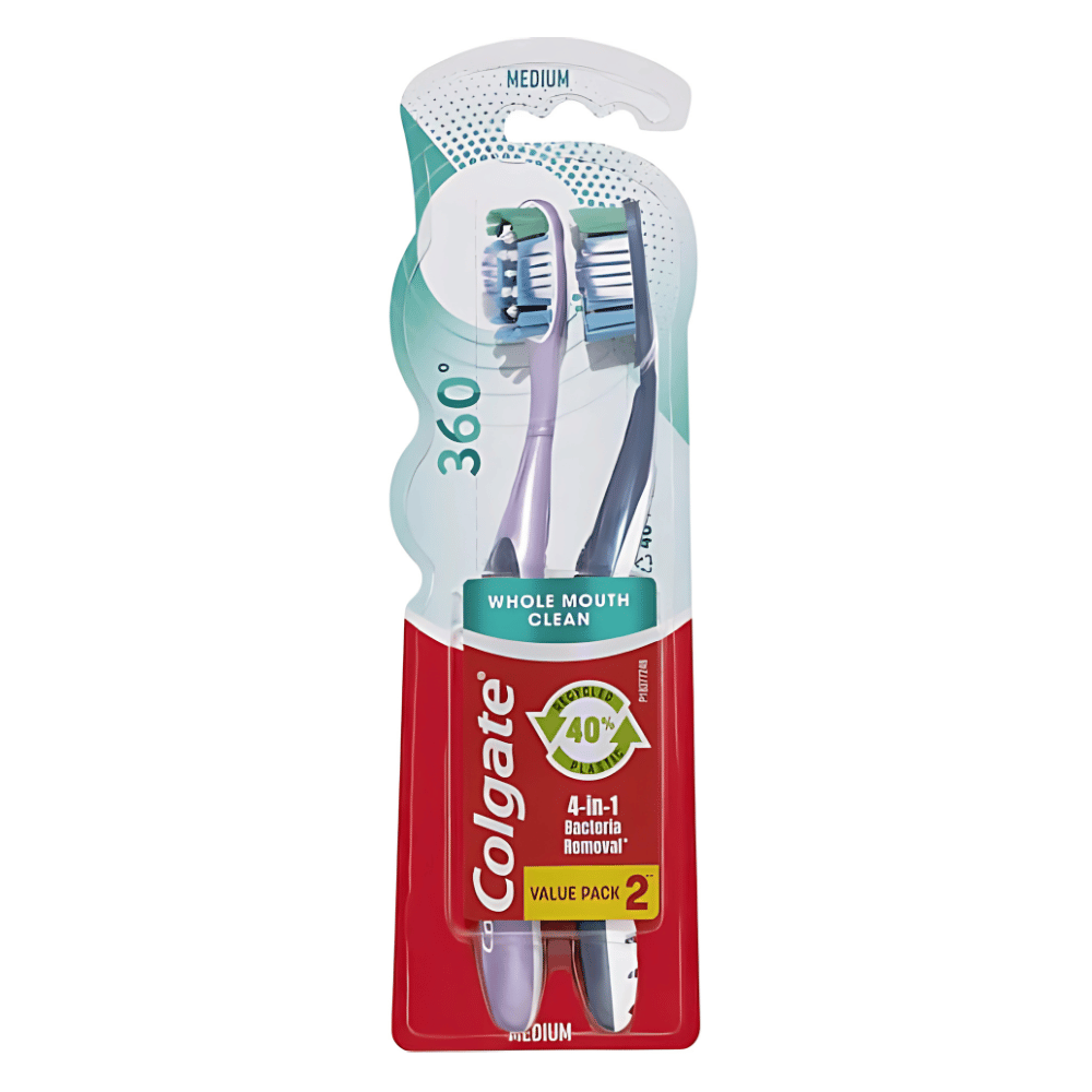 colgate-toothbrush-360-medium-value-pack-1.png Colgate Toothbrush 360 - Medium Value Pack 2 pack - Image 1