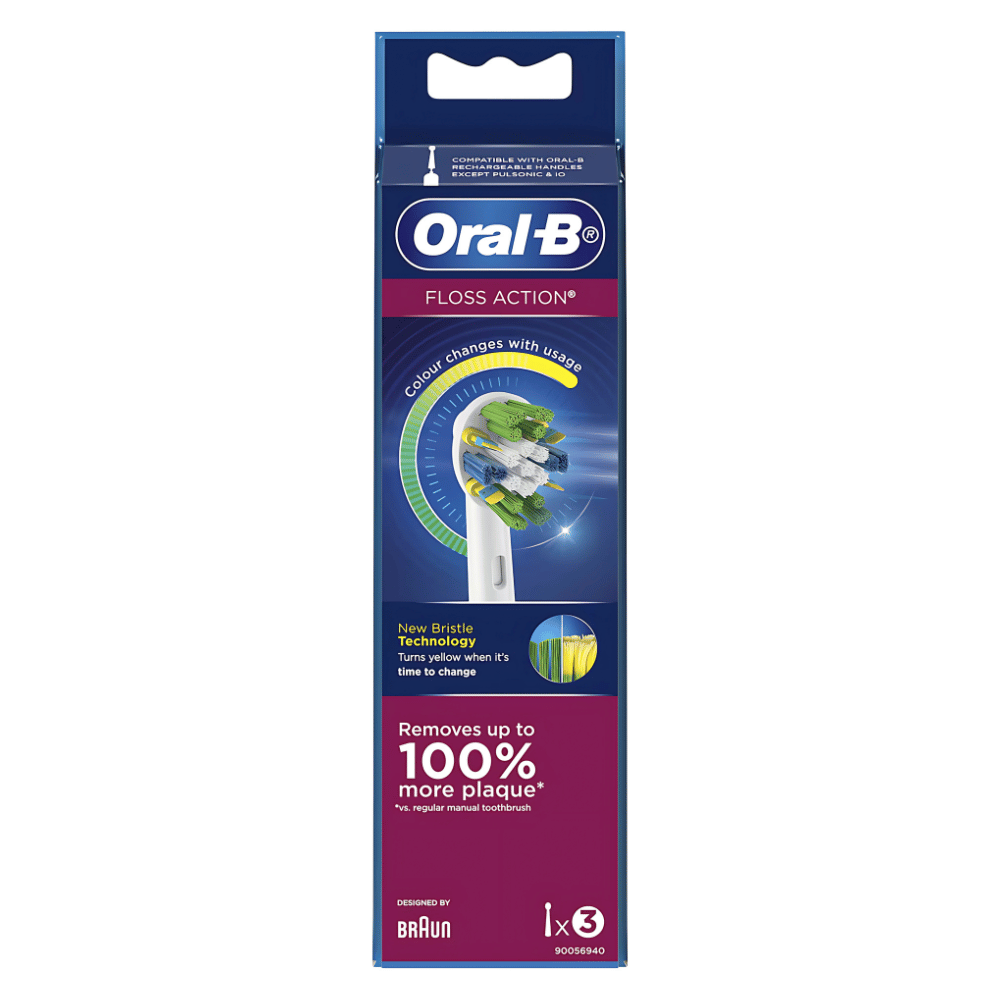 oral-b-floss-action-clean-white-electric-toothbrush-refills-1.png Oral-B Floss Action Clean White Electric Toothbrush Refills 3 pack - Image 1