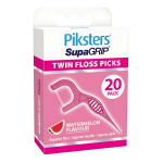 Piksters SupaGRIP Twin Floss Picks Watermelon Flavour 20 pack